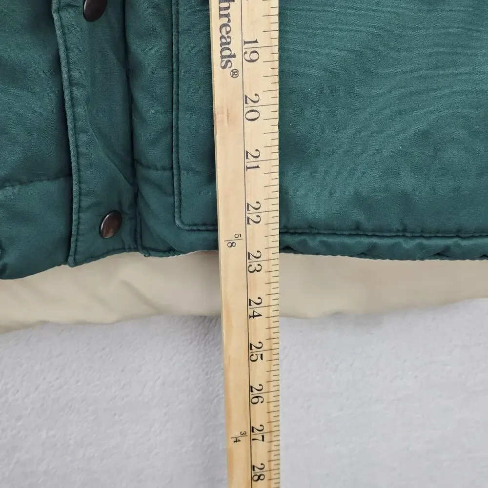 Vintage Lacoste Puffer Vest Mens Medium Green 90s Revirsible Full Zip Snap
